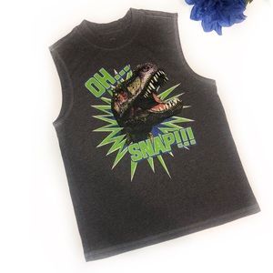 FADED GLORY SIZE 8 GRAY “OHH…SNAP!” DINOSAUR MUSCL